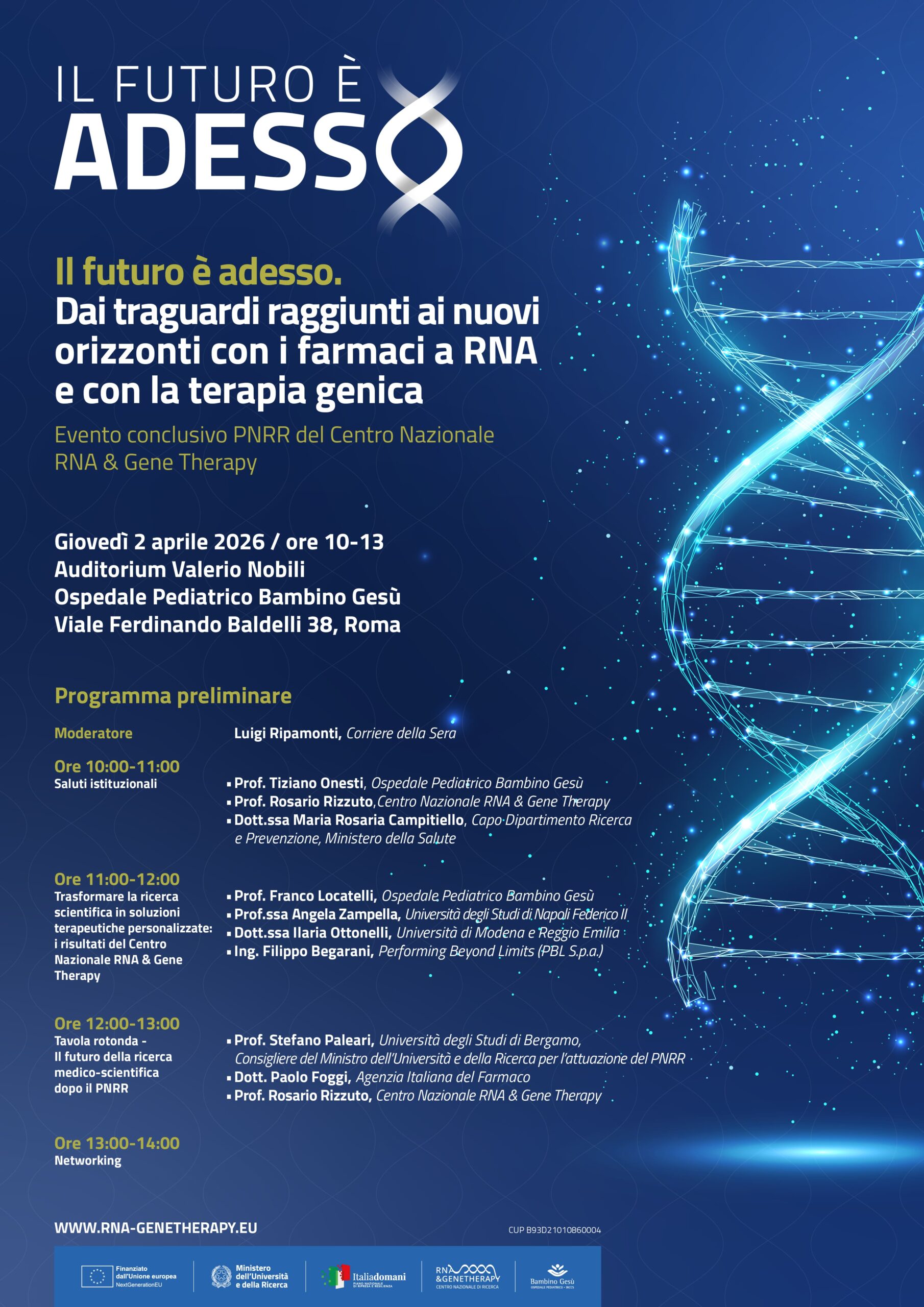 Locandina Programma "Il Futuro è adesso". Photo da Ufficio Stampa dell'Ospedale Bambin Gesù