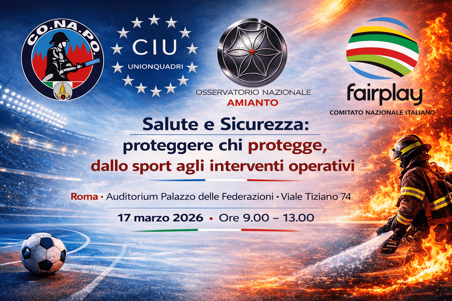 Salute e Sicurezza, evento per la tutela dei vigili del fuoco e la sicurezza degli impianti sportivi